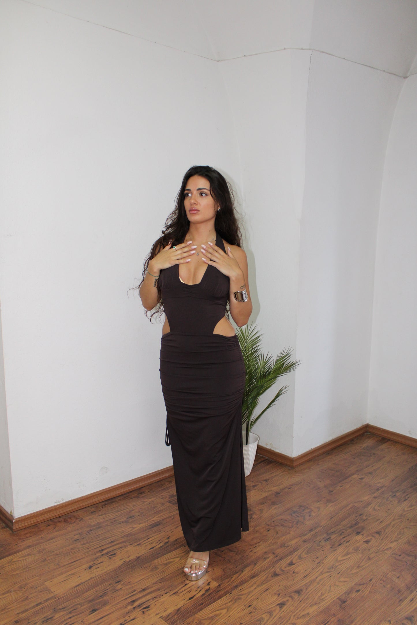 DRESS AMAZZONIA BROWN