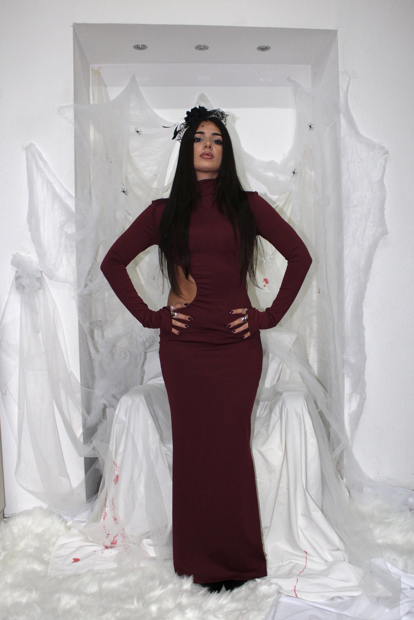 LONG DRESS UNIQUE bordeaux