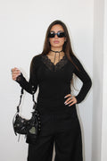 Shirt V Pizzo black