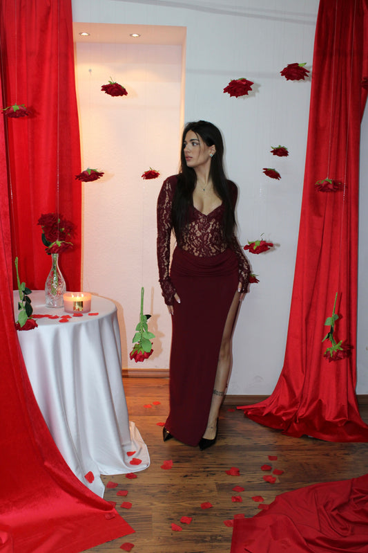 DRESS VALENTINE bordeaux