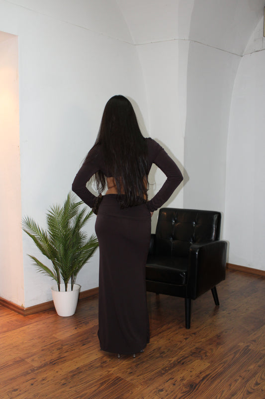 LONG DRESS TRY ME brown